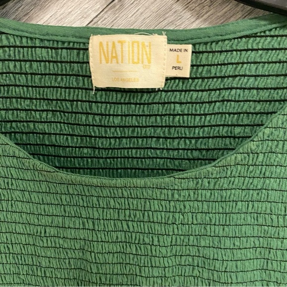 NATION LTD | Bardot Gathered Sleeve Tee In Fern Green Smocked Size L REVOLVE - Picture 7 of 11